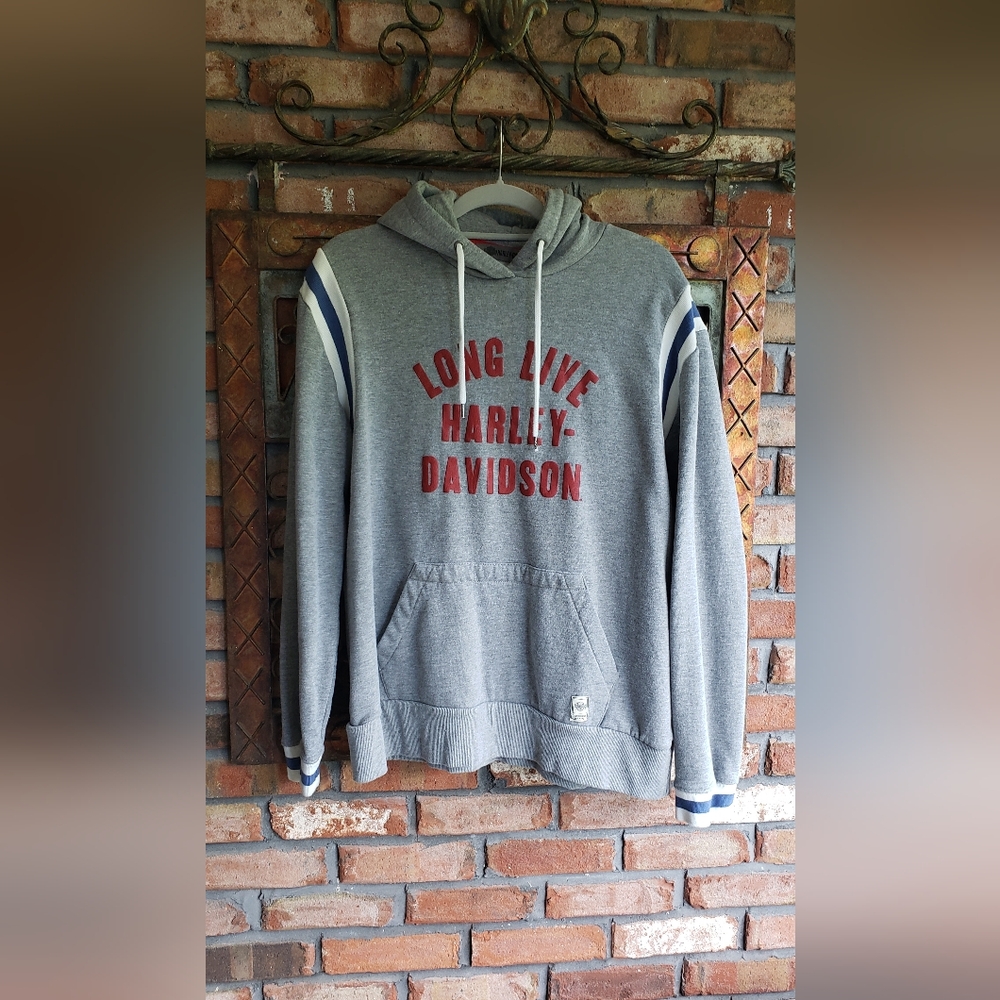 Harley-Davidson Gray Hoodie with Red Logo